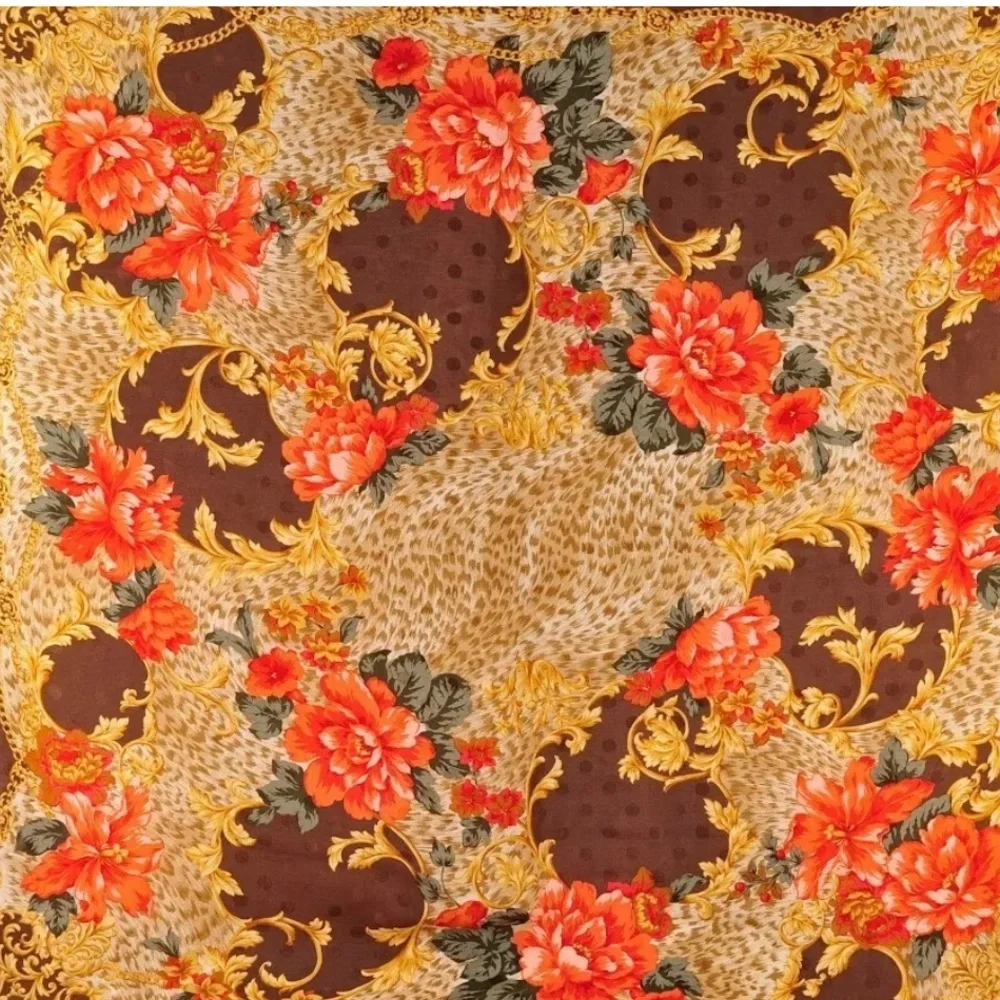 Christian Dior Flower Multicolor Scarf Silk 100% Used Authentic with tag 34 X 34